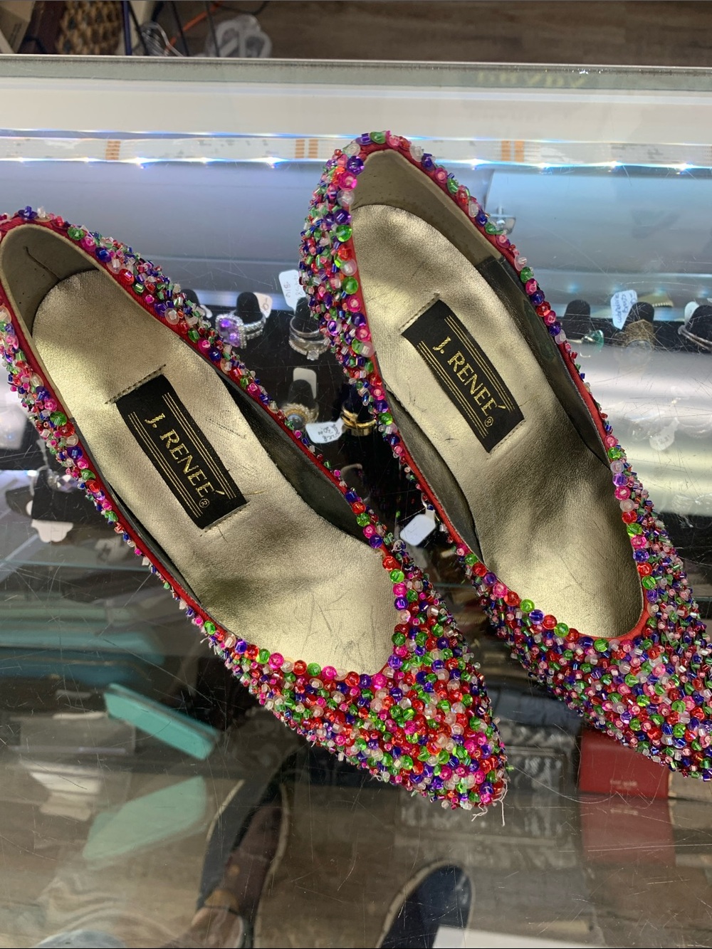 J.Renee Multicolor Beaded Pointed Toe Flats